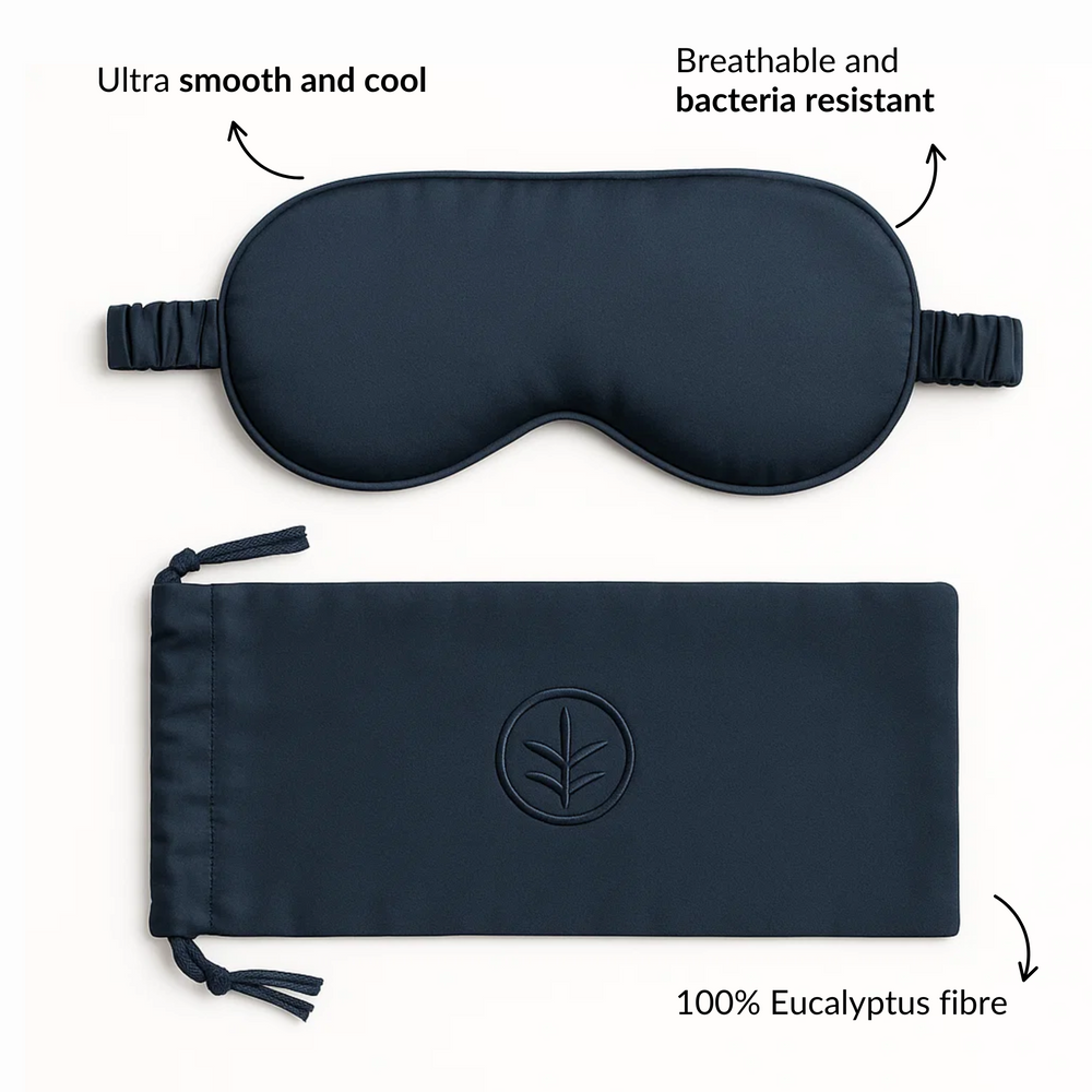 Essential Silk Sleep Eye Mask in Navy (Eucalyptus Silk)